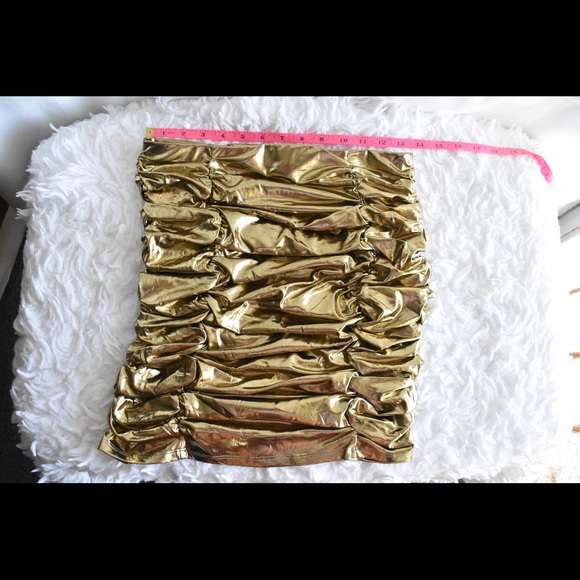 Milk & Honey Stretchy Gold Ruched Sheer Skirt - Picture 3 of 6